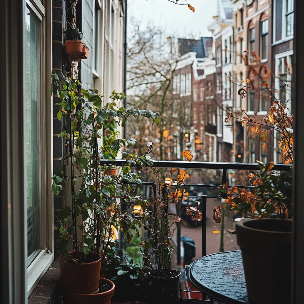 balkon in amsterdam in herfst